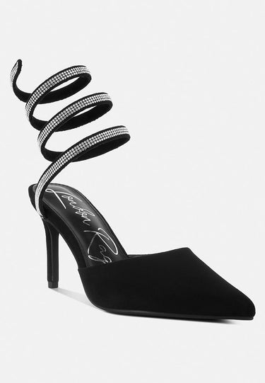 Rhinestone Embellished Strap Up Sandals by Mode