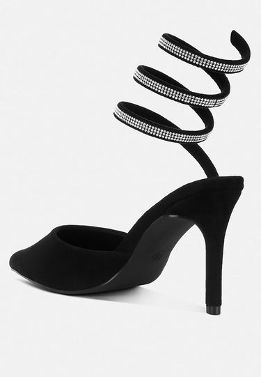 Rhinestone Embellished Strap Up Sandals by Mode