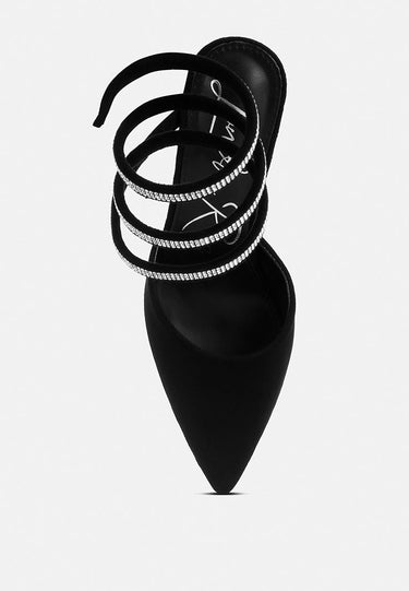 Rhinestone Embellished Strap Up Sandals by Mode