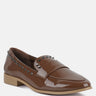 EMILIA Tan Patent Stud Penny Loafers#Color_tan