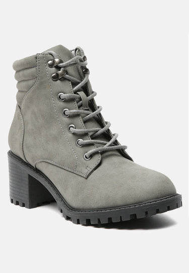 Eternity Cushion Collared Lace-Up Boots in Grey