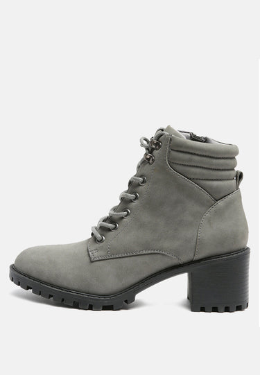 Eternity Cushion Collared Lace-Up Boots in Grey