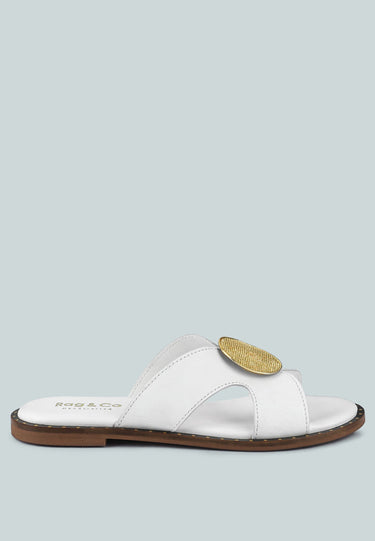 EUDORA Embellished White Slip-ons#color_white