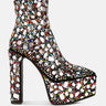 fancy mirror embellished platform high heel boots#color_black