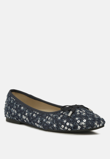 Florent Sequin Flat Bow Ballerinas