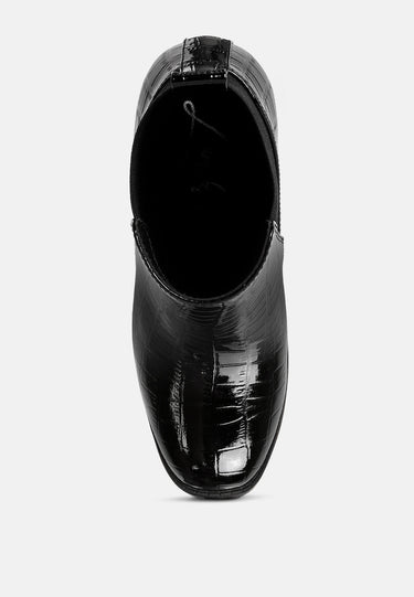foxy faux leather croc chelsea boots#color_black