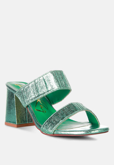 Giblet Metallic Slip on Block Heels