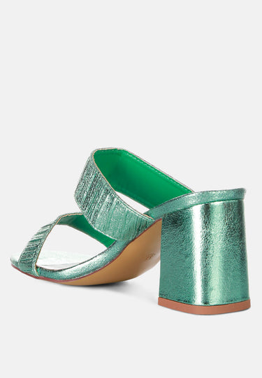 Giblet Metallic Slip on Block Heels