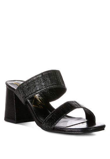 Giblet Metallic Slip on Block Heels