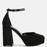 Hettie Rhinestone Detail Ankle Strap Platform High Heels-0