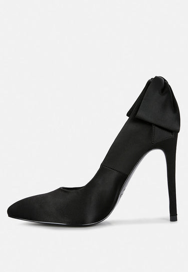 hornet high heeled satin pump sandals in black#color_black