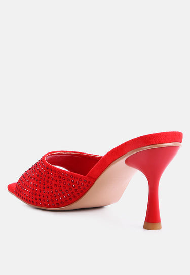 Imprint Heat Set Diamante Slip on Sandals
