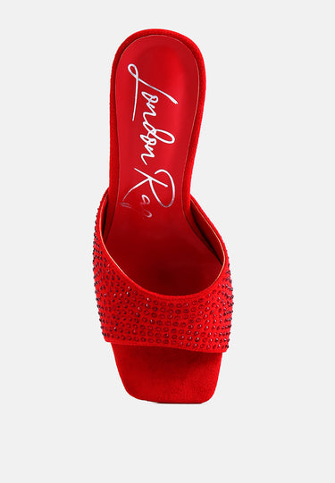 Imprint Heat Set Diamante Slip on Sandals