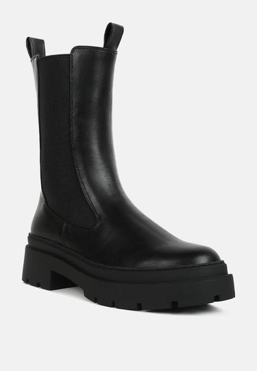 Elasticated Gussets Lug Sole Boots by MODE