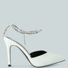 joyce high heeled rhinestone mule sandals#color_white
