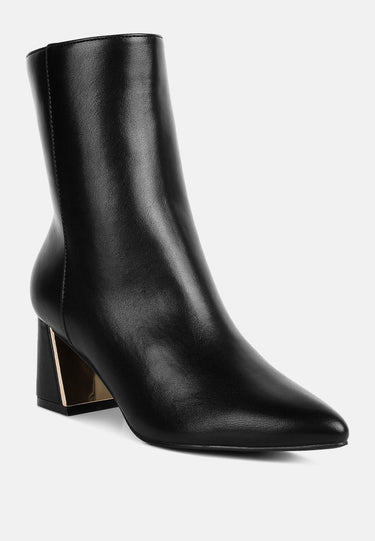 Metallic Accent Heel High Ankle Boots by MODE