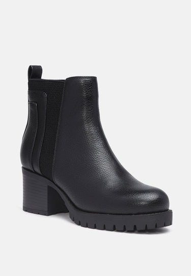 Kim Black Chunky Boots With Block Heel