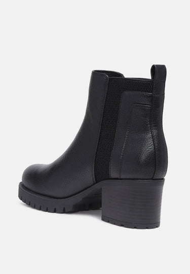 Kim Black Chunky Boots With Block Heel