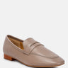 LILIANA Taupe Classic Leather Penny Loafers#color_taupe