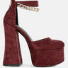 lucky me block platform sandal with metal chain#color_burgundy