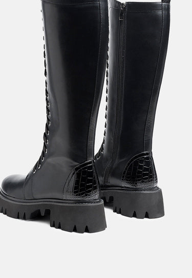 mad mood chunky lace-up ankle boot#color_black