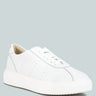 MAGULL Solid Lace Up Leather Sneakers in White#Color_White