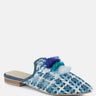 MARIANA Blue Woven Flat Mules With Tassels#color_blue