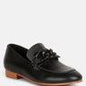 MERVA Chunky Chain Leather Loafers in black#color_black