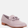 MERVA Chunky Chain Leather Loafers in off lilac#color_lilac