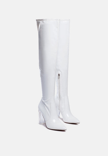 Noire Thigh High Long Boots in Patent Pu