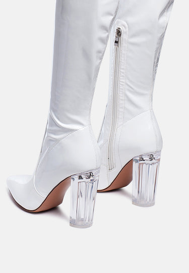 Noire Thigh High Long Boots in Patent Pu