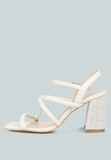 ARTHA open square toe block heel sandals in Off White#color_off-white
