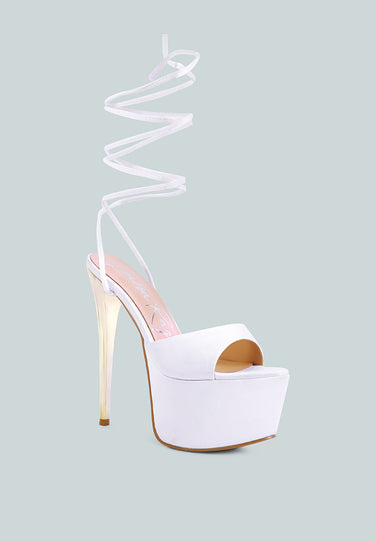 Passion Fruit Dramatic Platform Lace-Up Heel Sandals by Mode