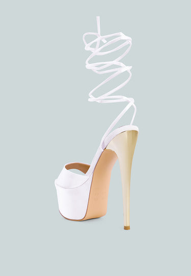 Passion Fruit Dramatic Platform Lace-Up Heel Sandals by Mode