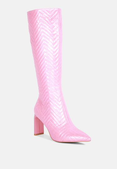 prinkles quilted high italian block heeled calf boots#color_pink