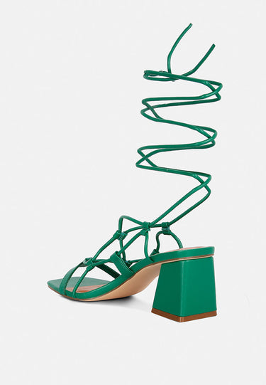 Provoked Lace Up Block Heeled Sandals by Mode