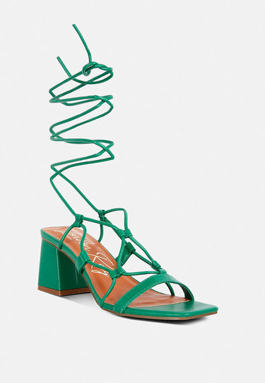 Provoked Lace Up Block Heeled Sandals by Mode