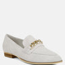 RICKA Chain Embellished Loafers in Grey#color_grey