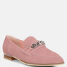 RICKA Chain Embellished Loafers in Pink#color_pink