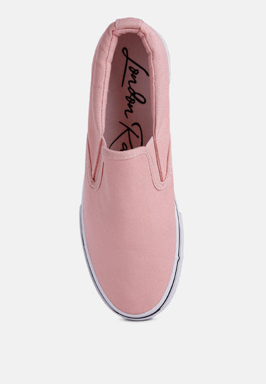 Riddler Pink Slip on Canvas Sneakers by Mode