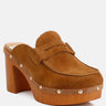 Riley Suede Platform Clogs In Tan#color_tan