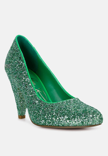 Glitter Conical Heel Pumps by Mode