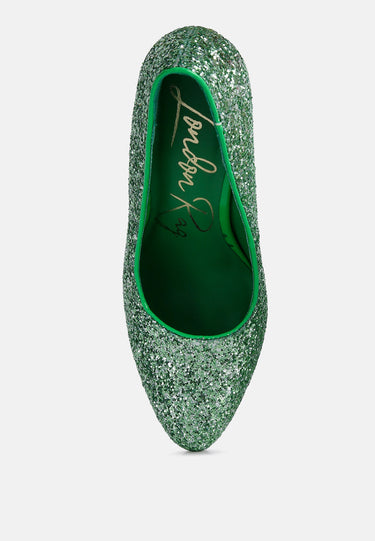 sugar plum glitter conical heel pumps#color_green