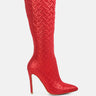 tinkles quilted high heeled calf boots#color_red