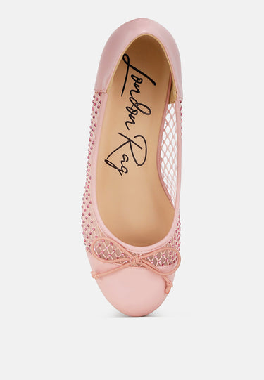tudum rhinestone detail mesh ballerinas#color_pink