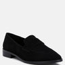 ZOFIA Black Suede Penny Loafers#color_black